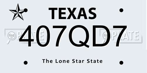 407QD7 Texas License Plate
