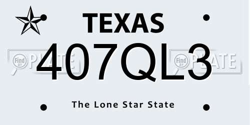 407QL3 Texas License Plate