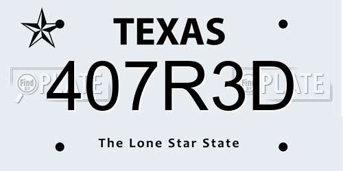 407R3D Texas License Plate