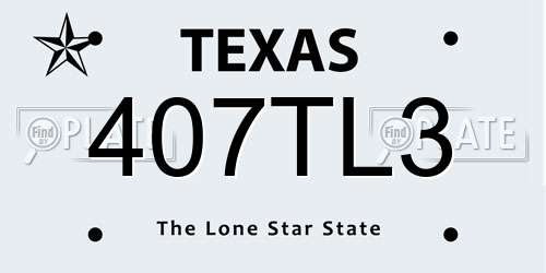 407TL3 Texas License Plate
