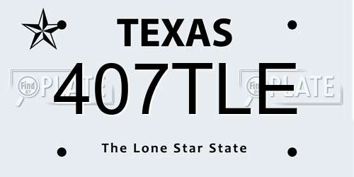 407TLE Texas License Plate
