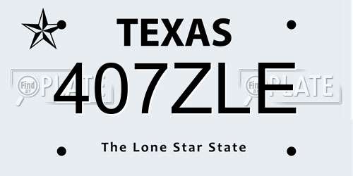 407ZLE Texas License Plate