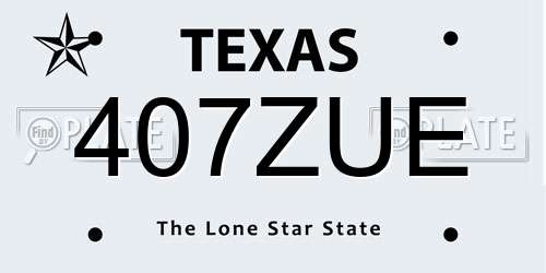 407ZUE Texas License Plate