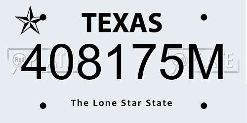 408175M Texas License Plate