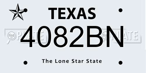 4082BN Texas License Plate