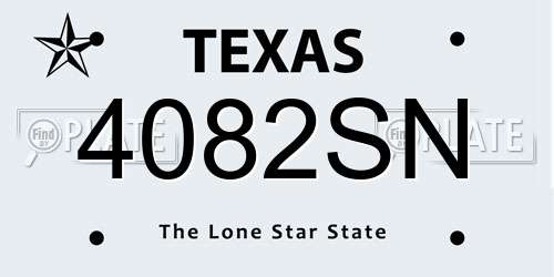 4082SN Texas License Plate