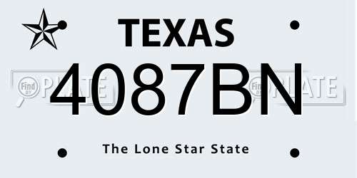 4087BN Texas License Plate