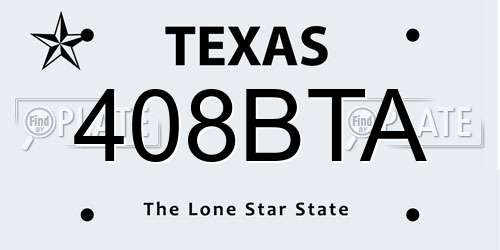 408BTA Texas License Plate