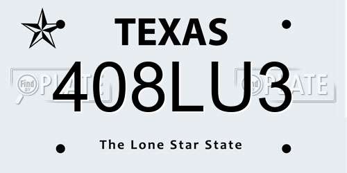 408LU3 Texas License Plate