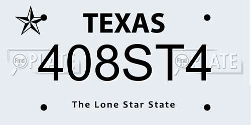 408ST4 Texas License Plate