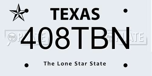 408TBN Texas License Plate