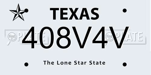 408V4V Texas License Plate