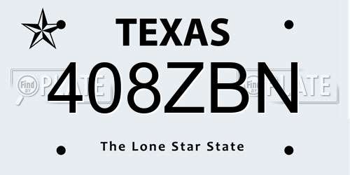 408ZBN Texas License Plate