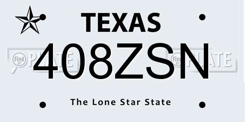 408ZSN Texas License Plate