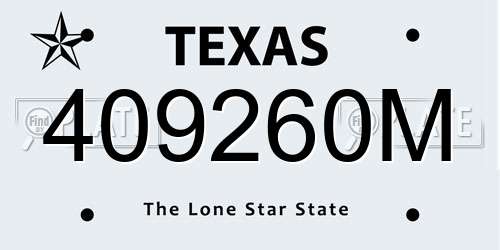 409260M Texas License Plate