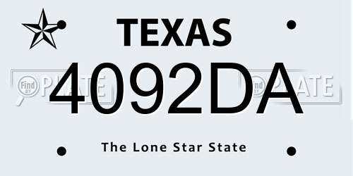 4092DA Texas License Plate