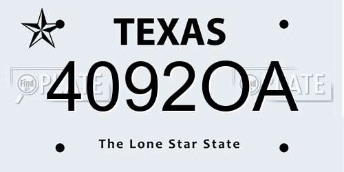 4092OA Texas License Plate