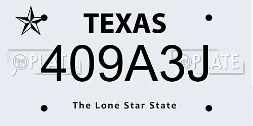 409A3J Texas License Plate