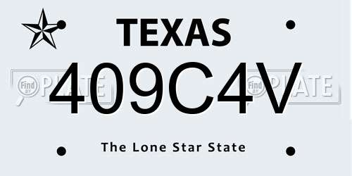 409C4V Texas License Plate