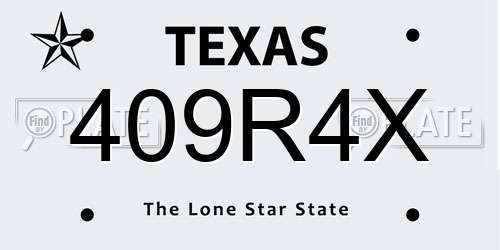 409R4X Texas License Plate