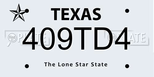 409TD4 Texas License Plate
