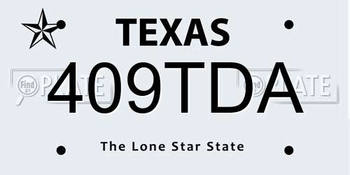 409TDA Texas License Plate