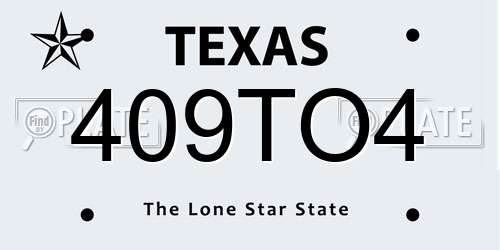 409TO4 Texas License Plate
