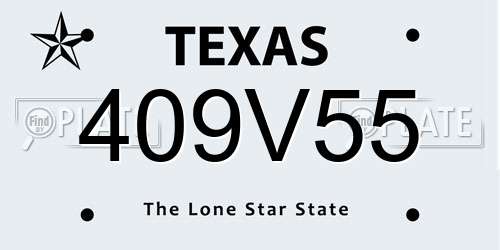 409V55 Texas License Plate