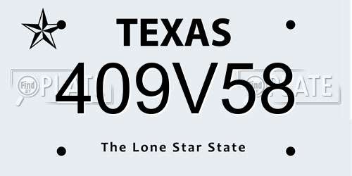 409V58 Texas License Plate
