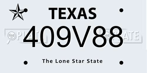 409V88 Texas License Plate