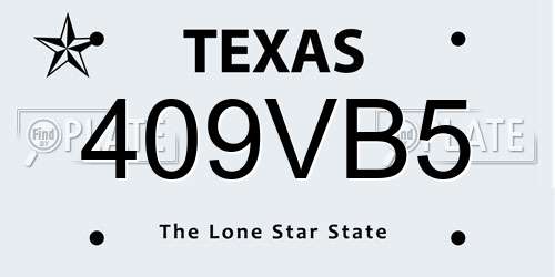 409VB5 Texas License Plate