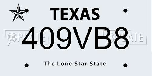 409VB8 Texas License Plate