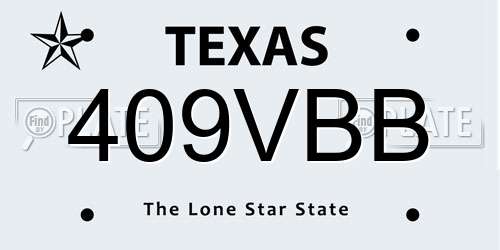 409VBB Texas License Plate