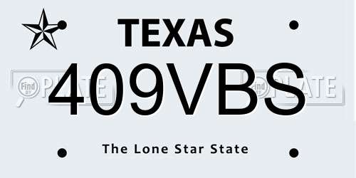 409VBS Texas License Plate