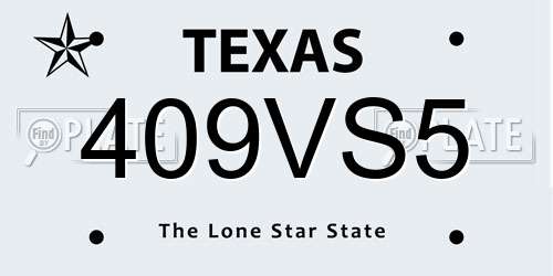 409VS5 Texas License Plate