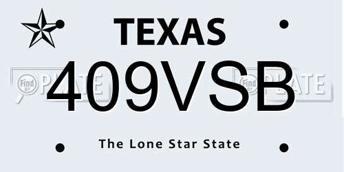 409VSB Texas License Plate