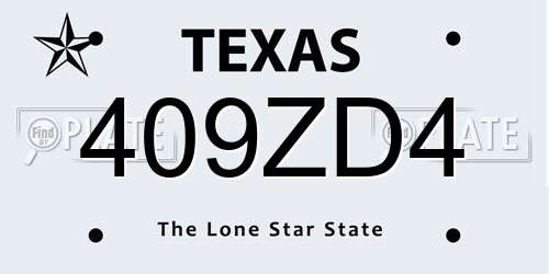 409ZD4 Texas License Plate