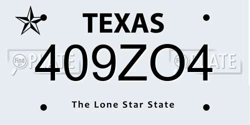 409ZO4 Texas License Plate
