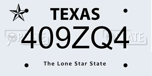 409ZQ4 Texas License Plate