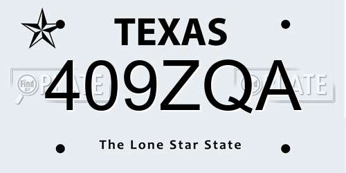 409ZQA Texas License Plate