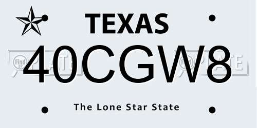 40CGW8 Texas License Plate