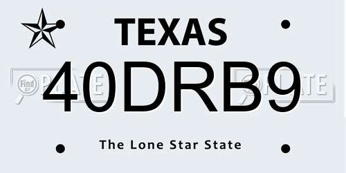 40DRB9 Texas License Plate
