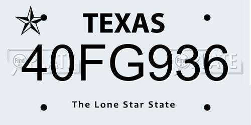 40FG936 Texas License Plate