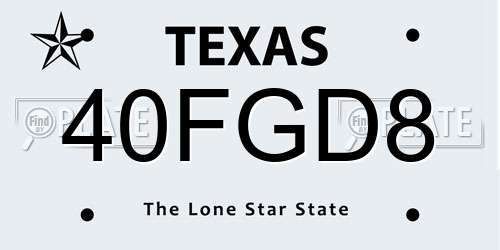 40FGD8 Texas License Plate