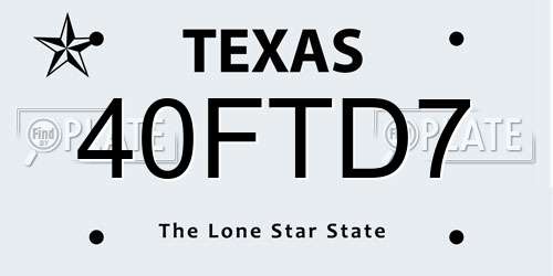 40FTD7 Texas License Plate