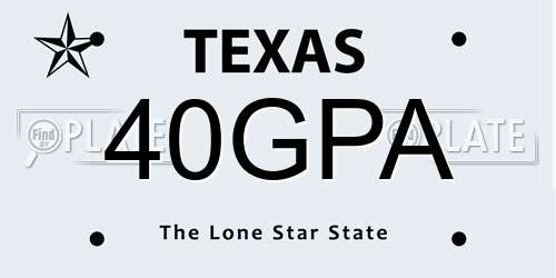 40GPA Texas License Plate