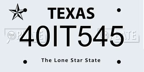 40IT545 Texas License Plate
