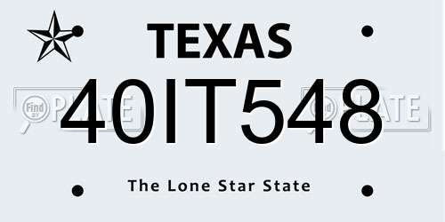 40IT548 Texas License Plate