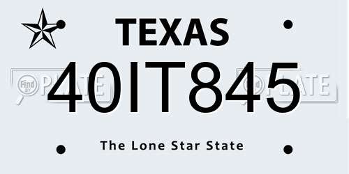 40IT845 Texas License Plate