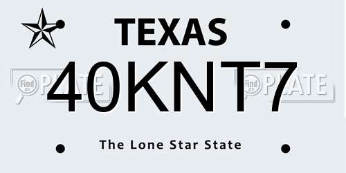 40KNT7 Texas License Plate